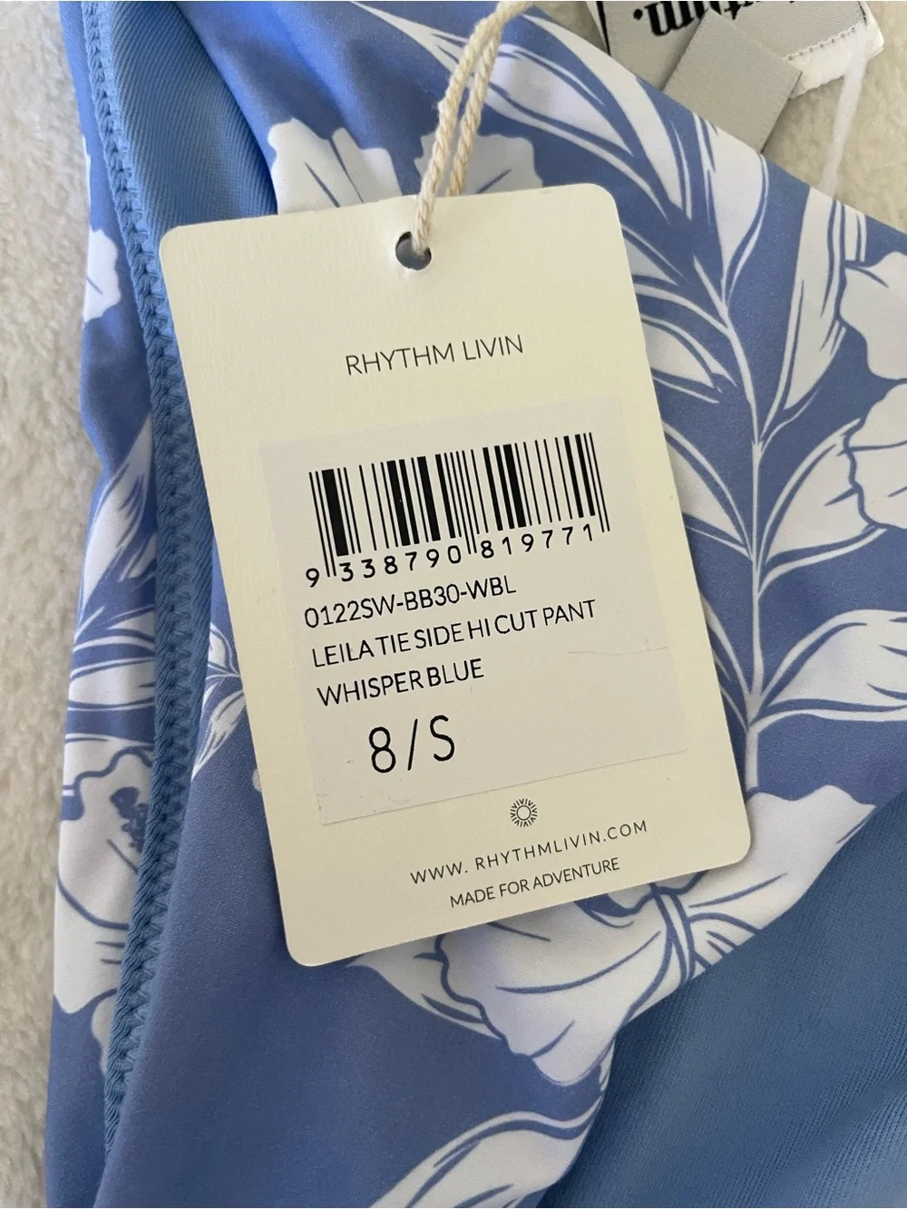 Rhythm Light Blue & White Floral Tie-Side Bikini Bottom